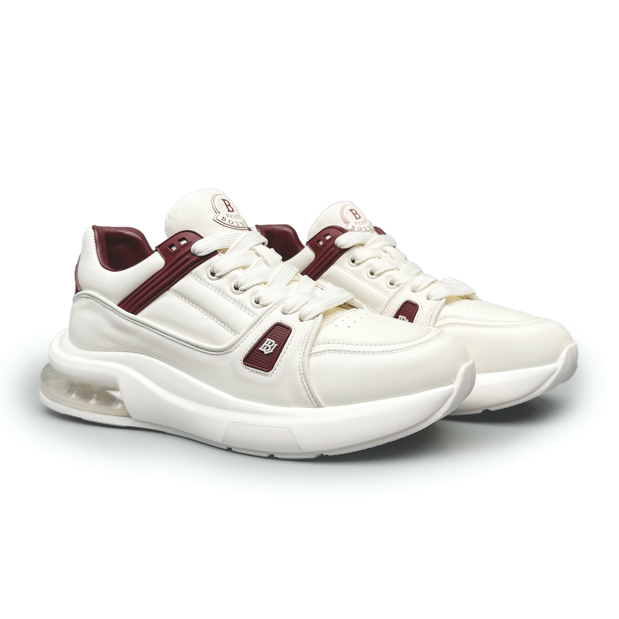 BIEUBRAYR/【白红色】2025新品舒适户外休闲透气运动气垫底男鞋