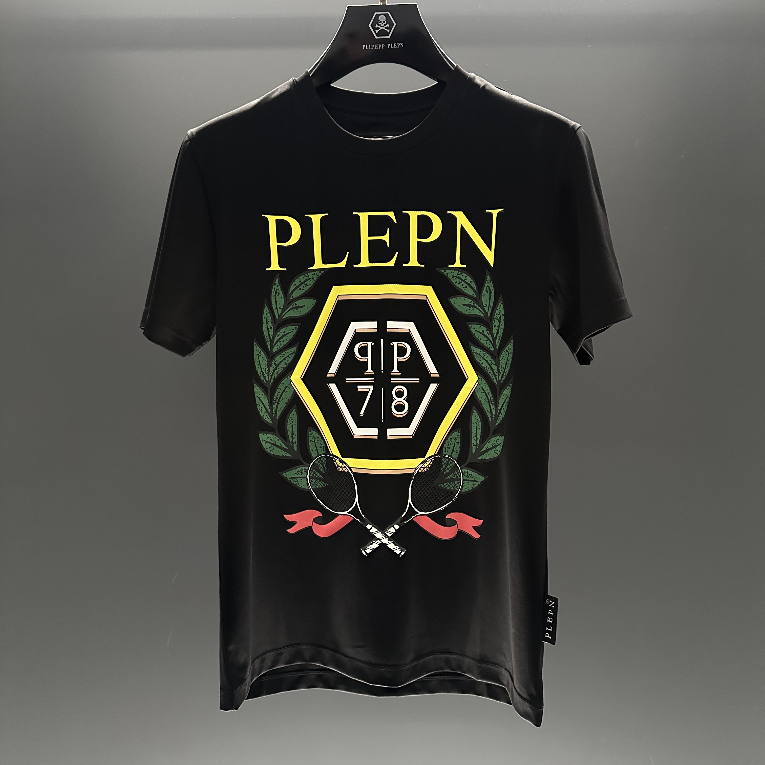 PLIPHPP PLEPN经典网球系列麦穗英文修身休闲高级百搭时尚短袖T恤