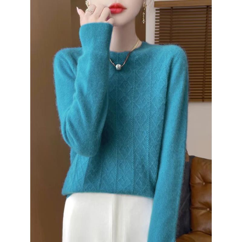 【100纯羊毛】一线成衣纯羊毛衫花型圆领长袖百搭内搭NJR920