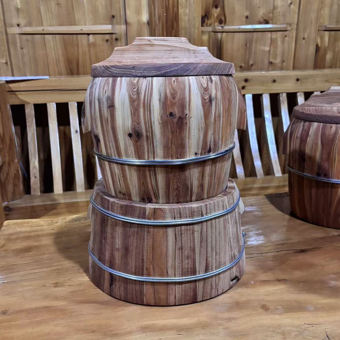 苗盛家具杉木枝精品2斤3斤四斤小蒸子+蒸器盆套装