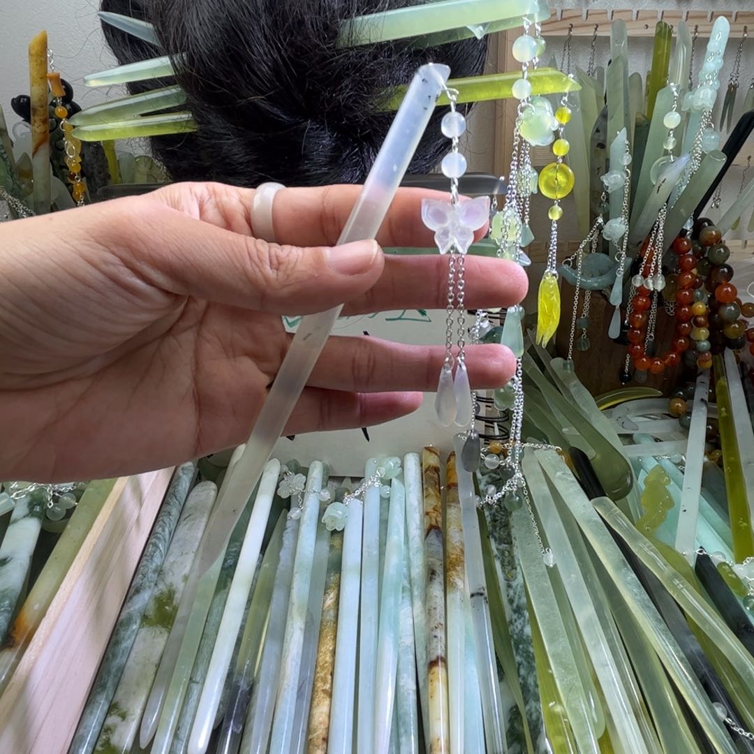 蛇纹石玉发饰合金