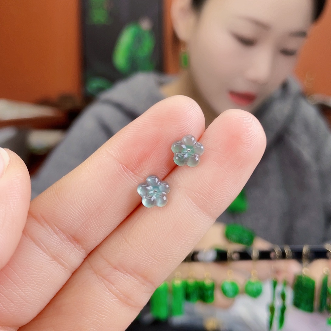 翡翠未镶嵌耳饰饰品