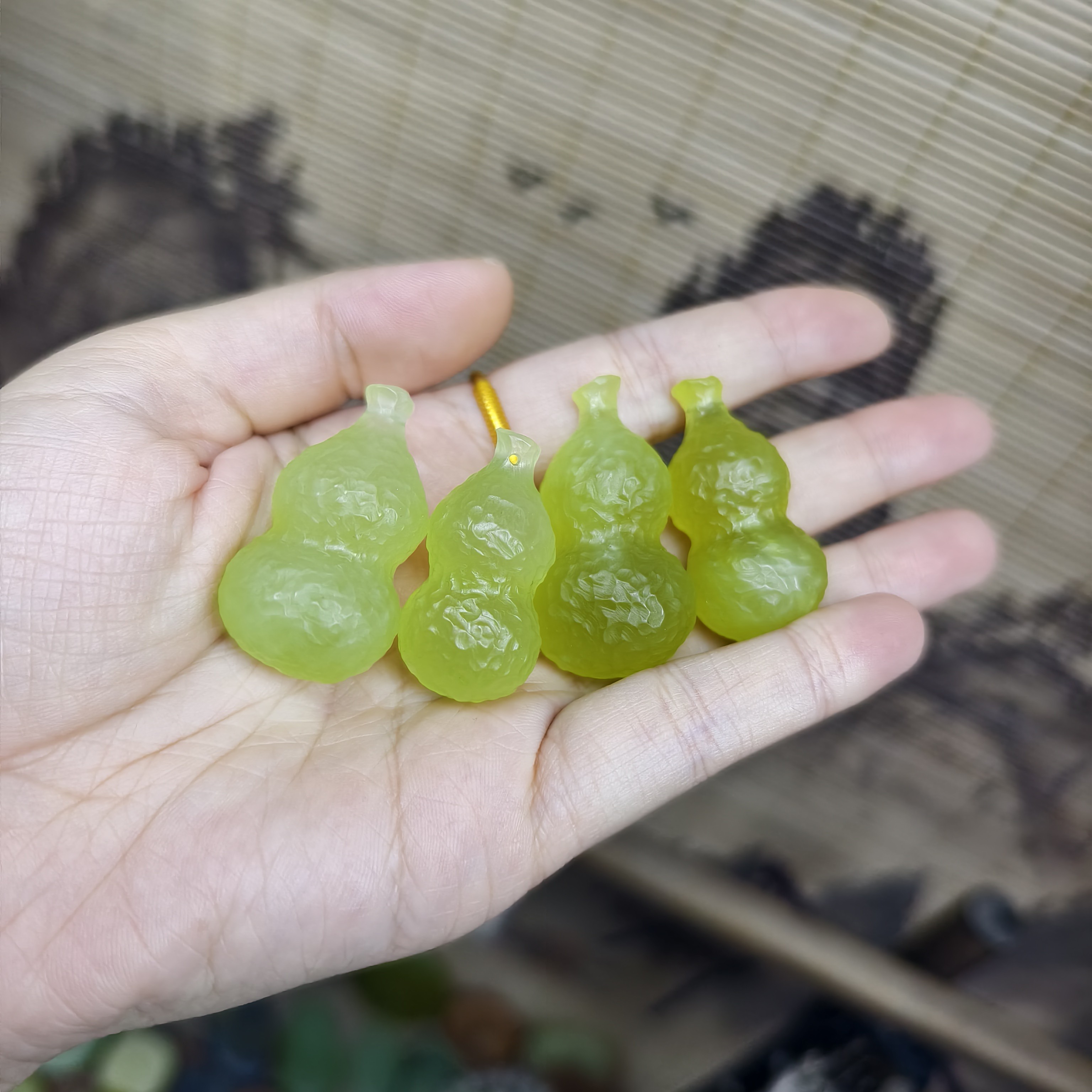 纯天然岫玉复古锤纹黄金玉葫芦（单选一个）