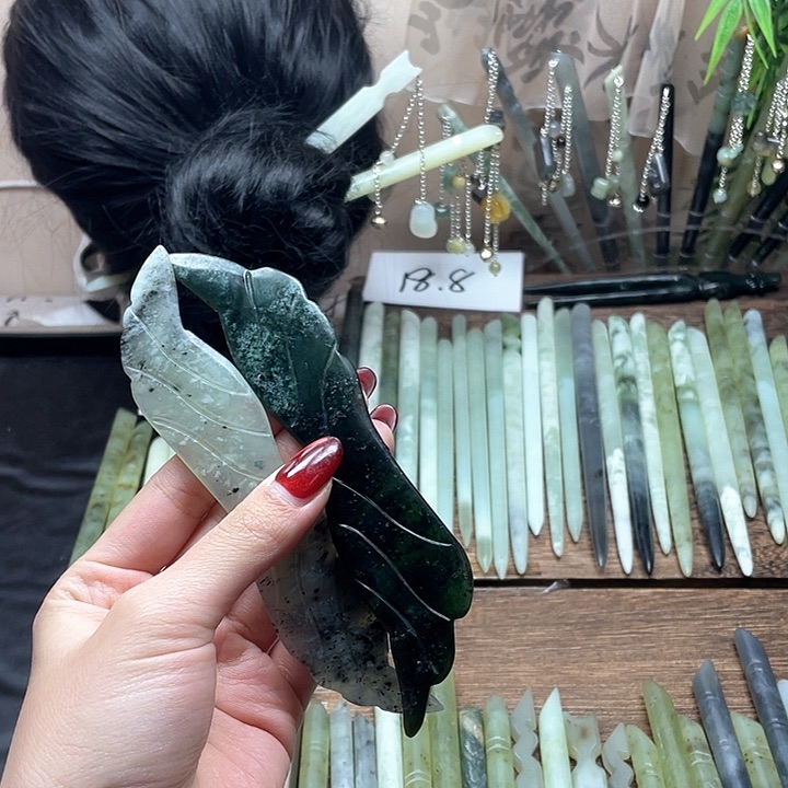 蛇纹石玉发饰合金