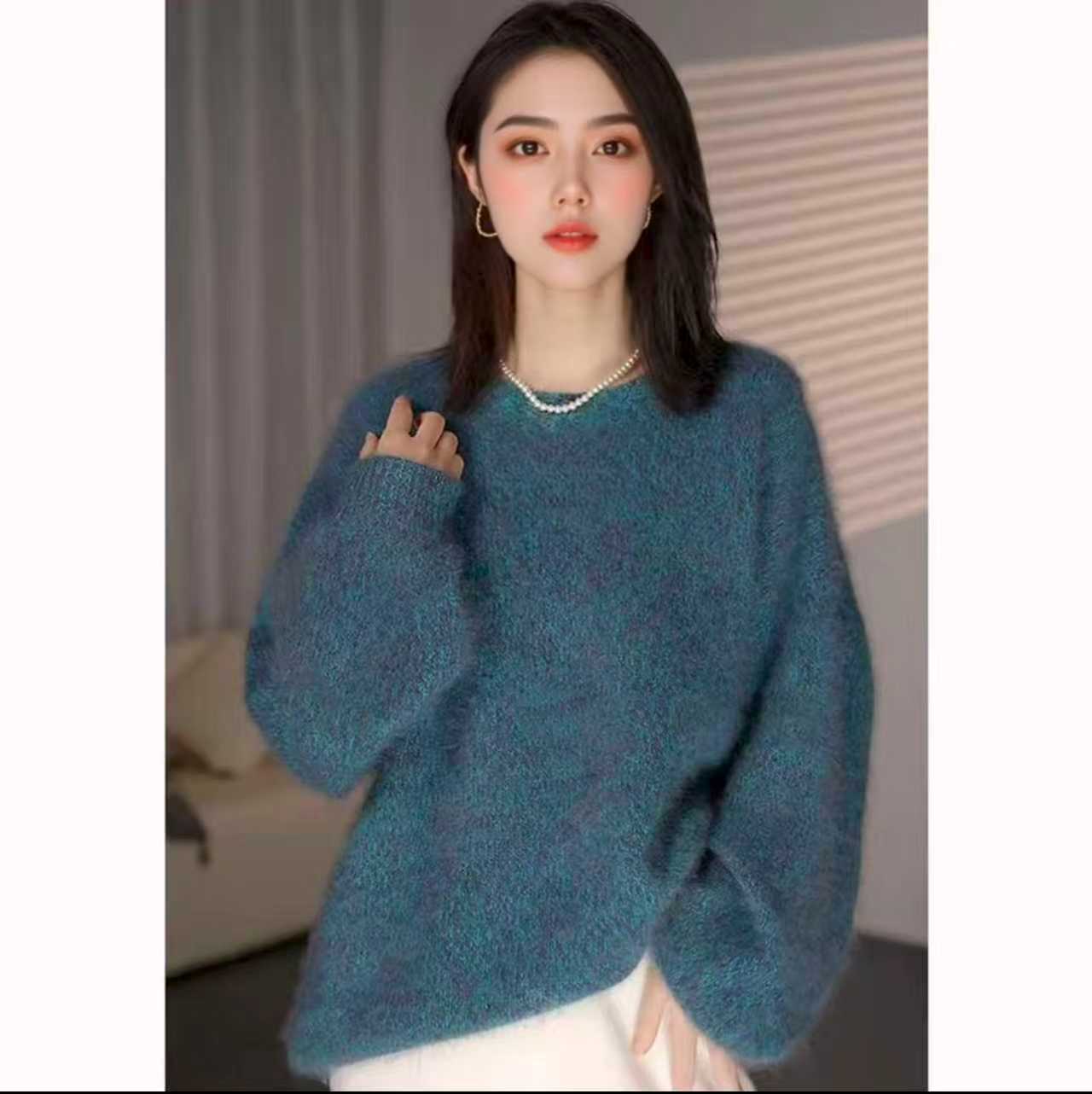 拉毛【澳洲Tasmanian纱线】轻奢秋冬新百搭加绒圆领100%拉毛羊毛衫