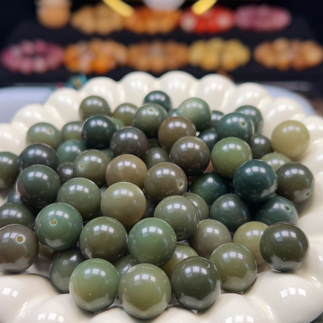 菩提根/象牙果手串卡15非料帝王绿100颗