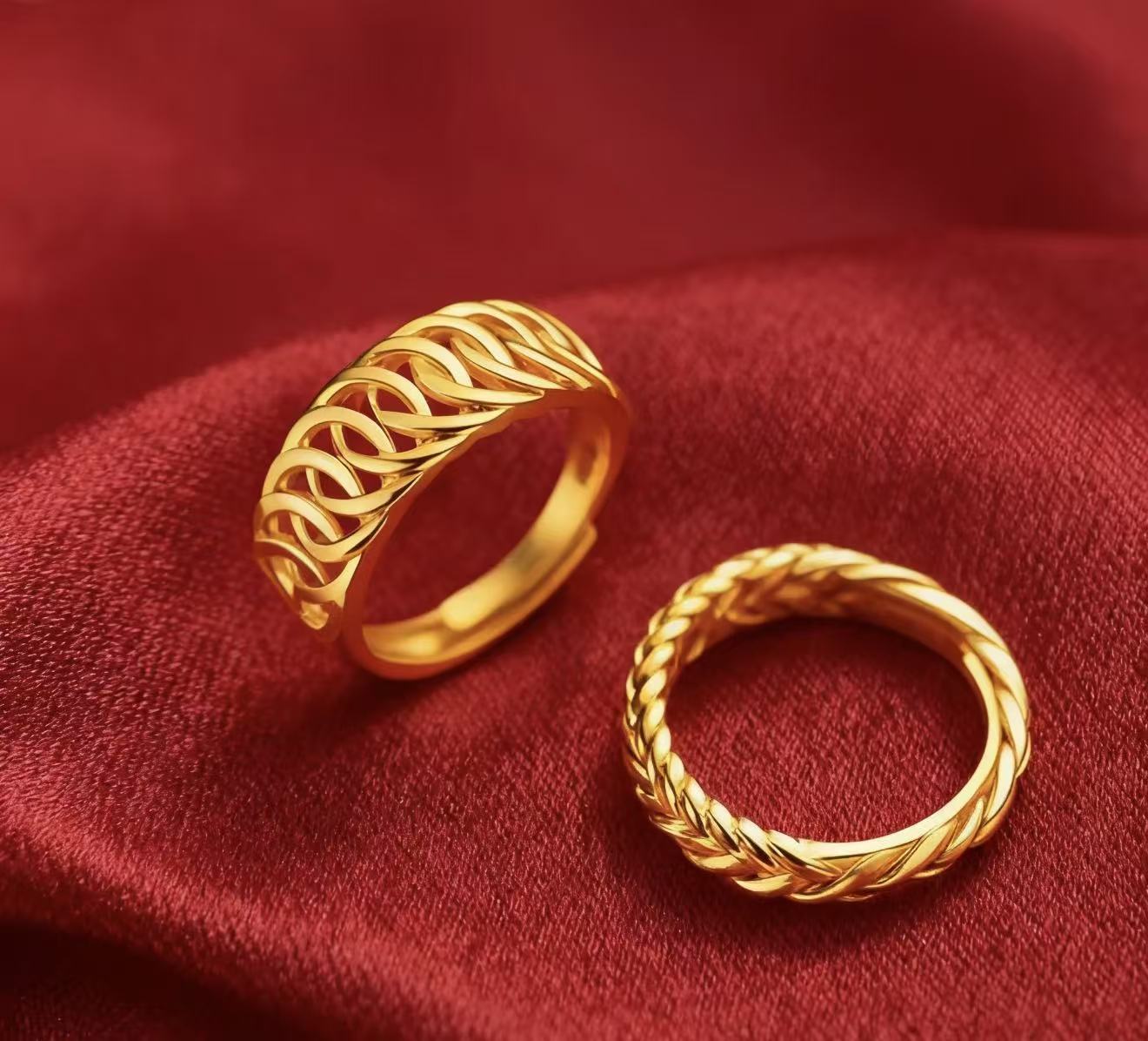 纯铜戒指 【新疆西藏包邮】越南老板戒指精工麻花对戒时尚百搭