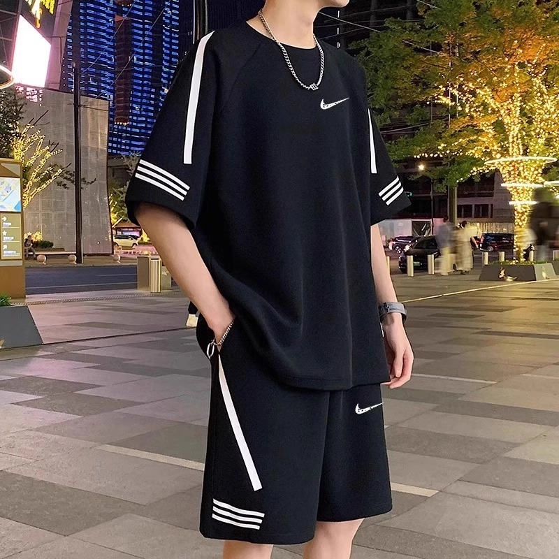 耐NK克运动套装男夏季新款男士短裤短袖两件套运动服健身跑步服