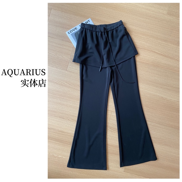 【AQUARIUS 】（好身材）百搭屁帘假两件休闲喇叭裤7866
