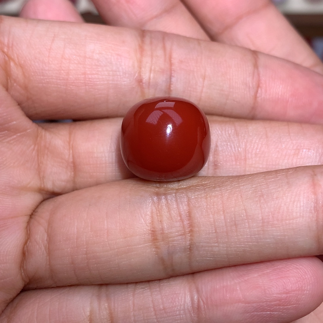南红玛瑙锦红满色老型15×14未镶嵌微微纹
