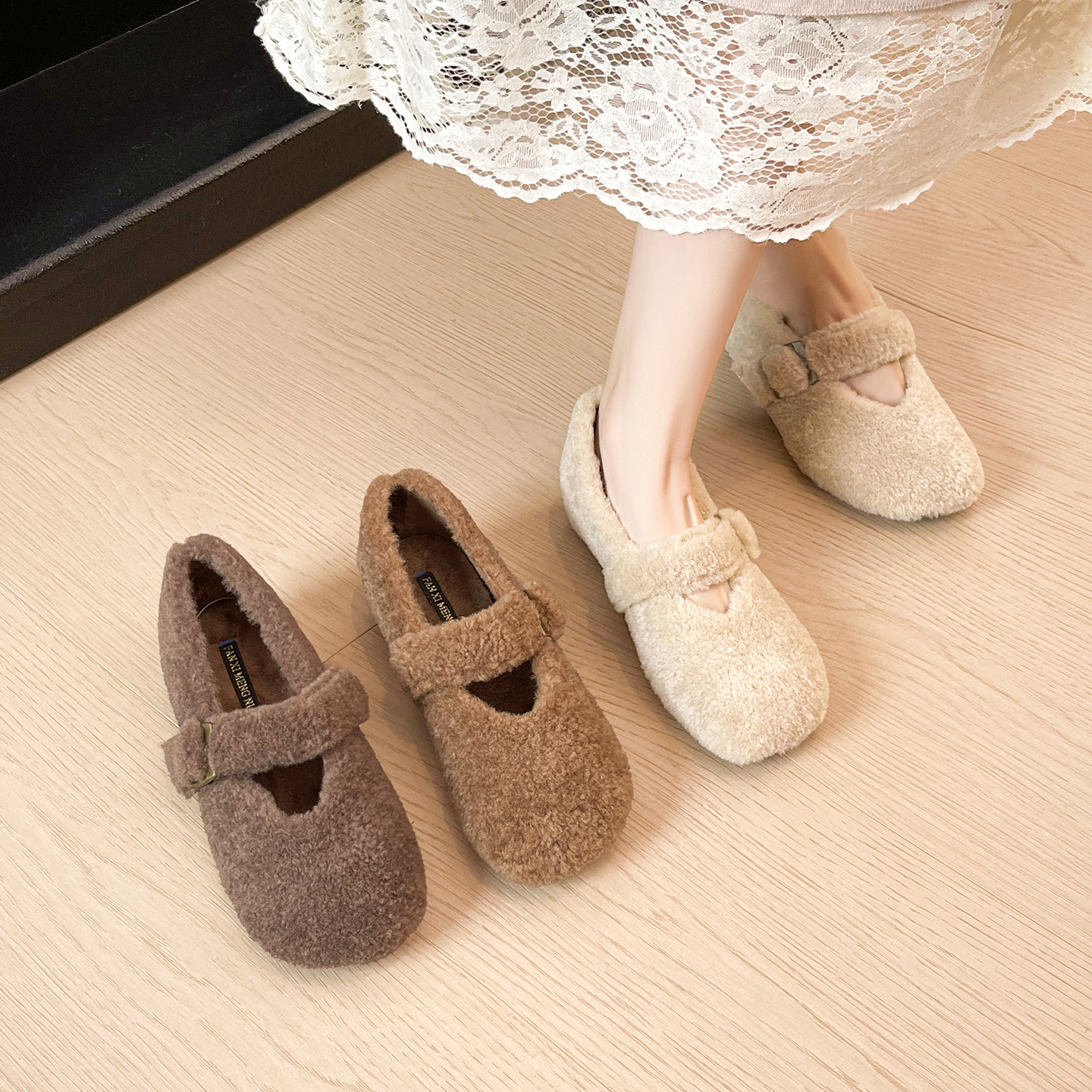 秋冬厚款冬季玛丽珍鞋单鞋豆豆鞋韩版鞋子休闲加绒