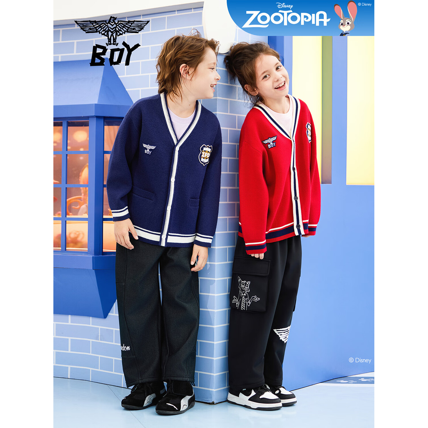 BOY JUNIOR【疯狂动物城联名】毛衣开衫外套 红色 160