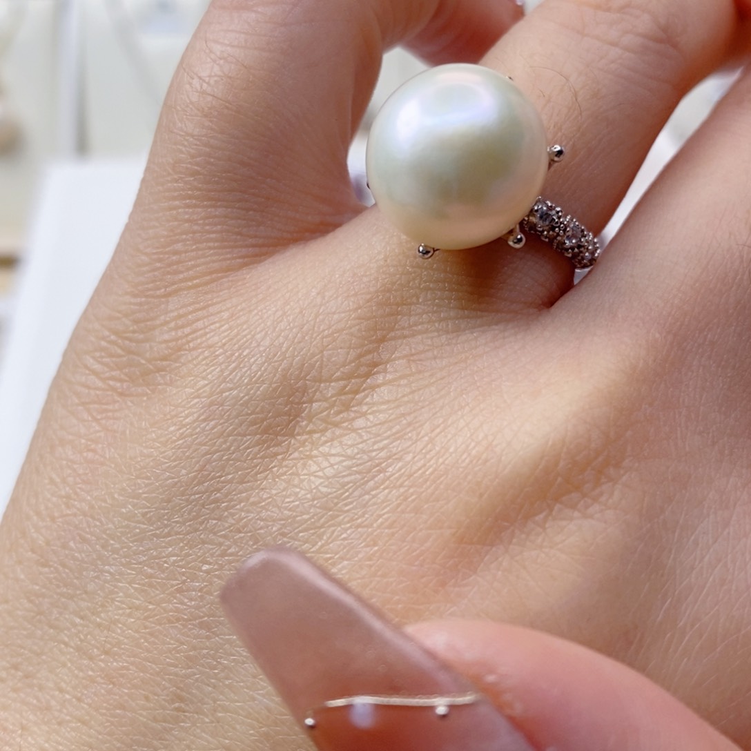淡水珍珠戒指银S925镶嵌