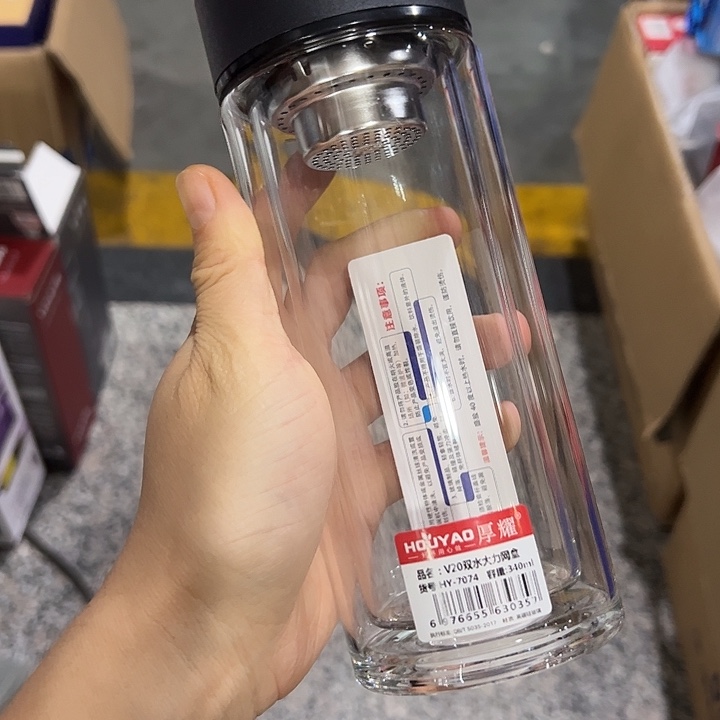 微瑕玻璃杯厚耀双层玻璃杯340大理微瑕