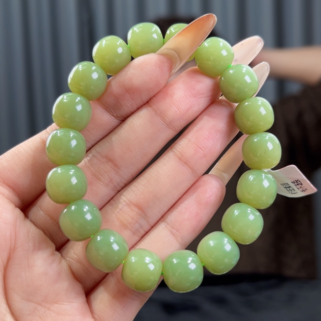 和田玉未镶嵌手串天然和田玉新疆若羌青黄口手串12