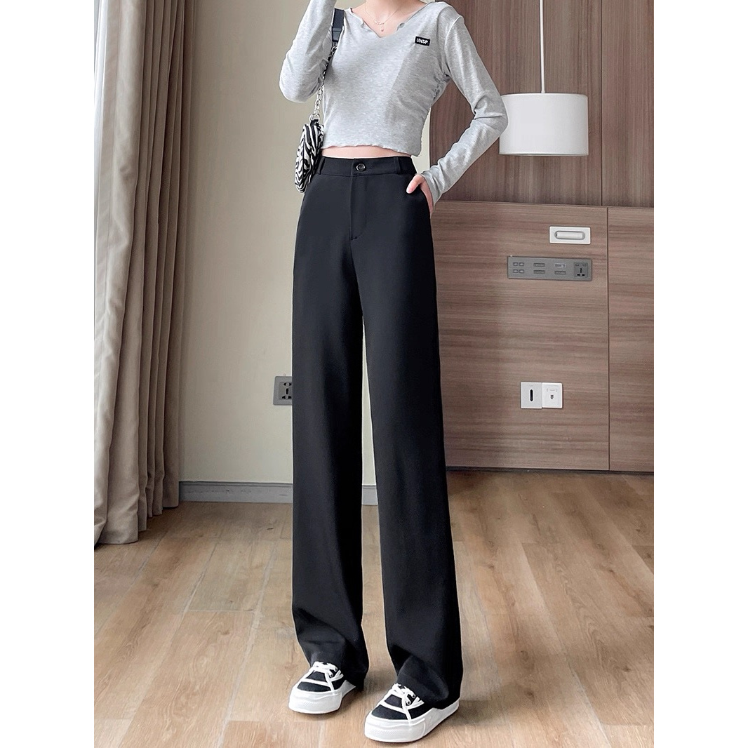0493 MZ阔腿裤女夏季高腰垂坠感拖地裤子显瘦质感西装裤直筒8203