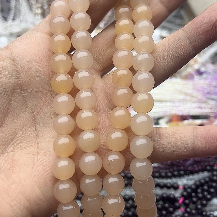 玛瑙/玉髓未镶嵌珠宝半成品2条10mm左右藕粉