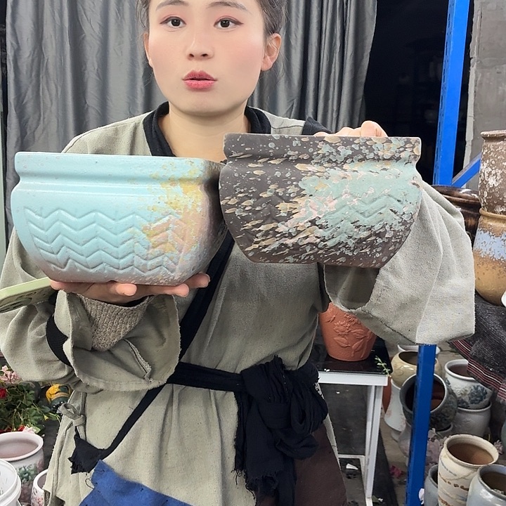 18×12 -粗陶花盆有孔-买买买