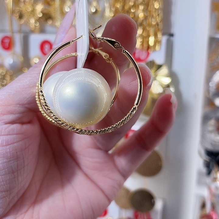 仿珍珠铁合金合金饰品3.5厘米耳环22