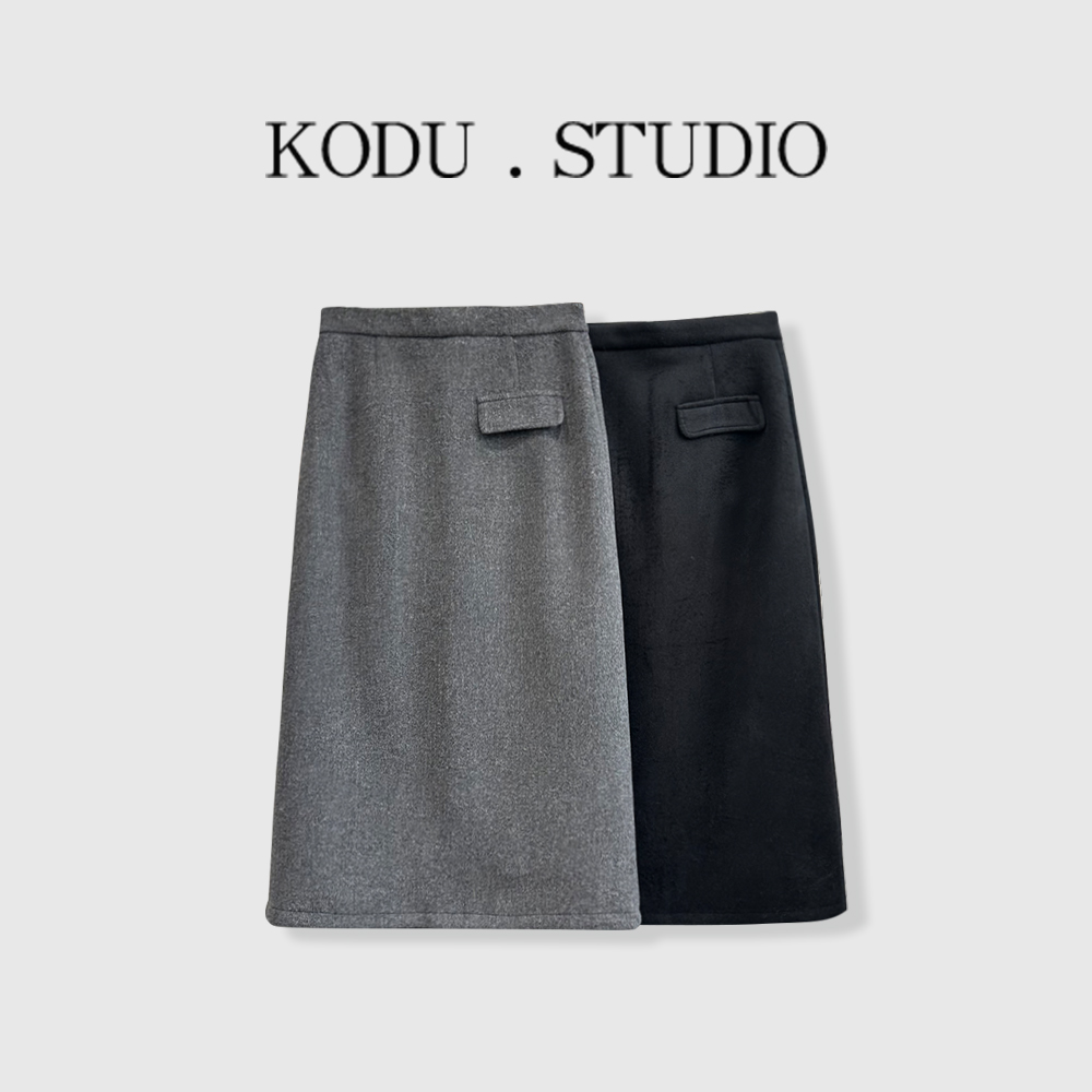 【刻度KODU】HN-6053秋冬新款百搭简约通勤风高腰显瘦直筒半身裙