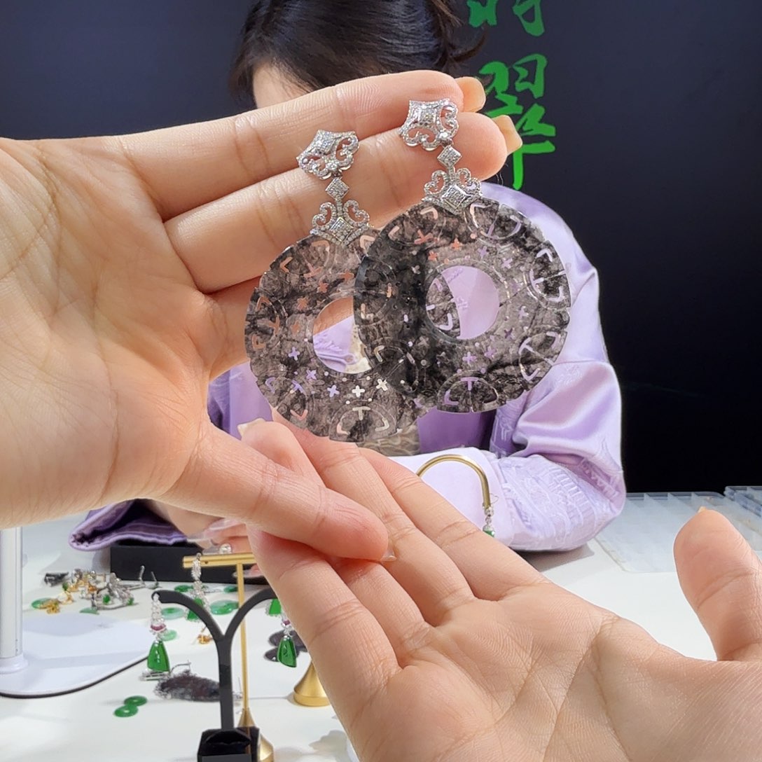 翡翠耳饰18K金镶嵌18k镶嵌