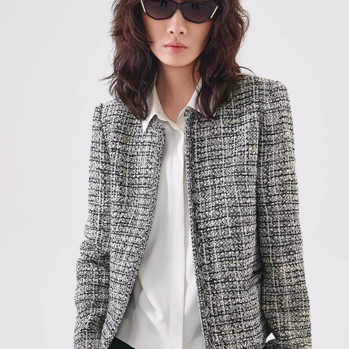 FALEMIG-萝家春秋经典小香风花纱通勤外套T08300