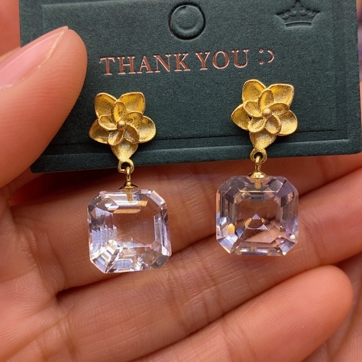 水晶耳饰银S925镶嵌水晶耳饰