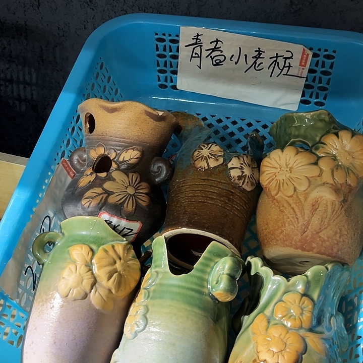 瓷片花盆多肉植物艺术品