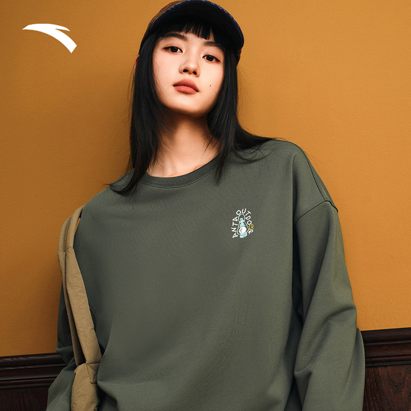 安踏印花卫衣女2025秋季新款不易变形立体剪裁舒适棉感套头衫上衣