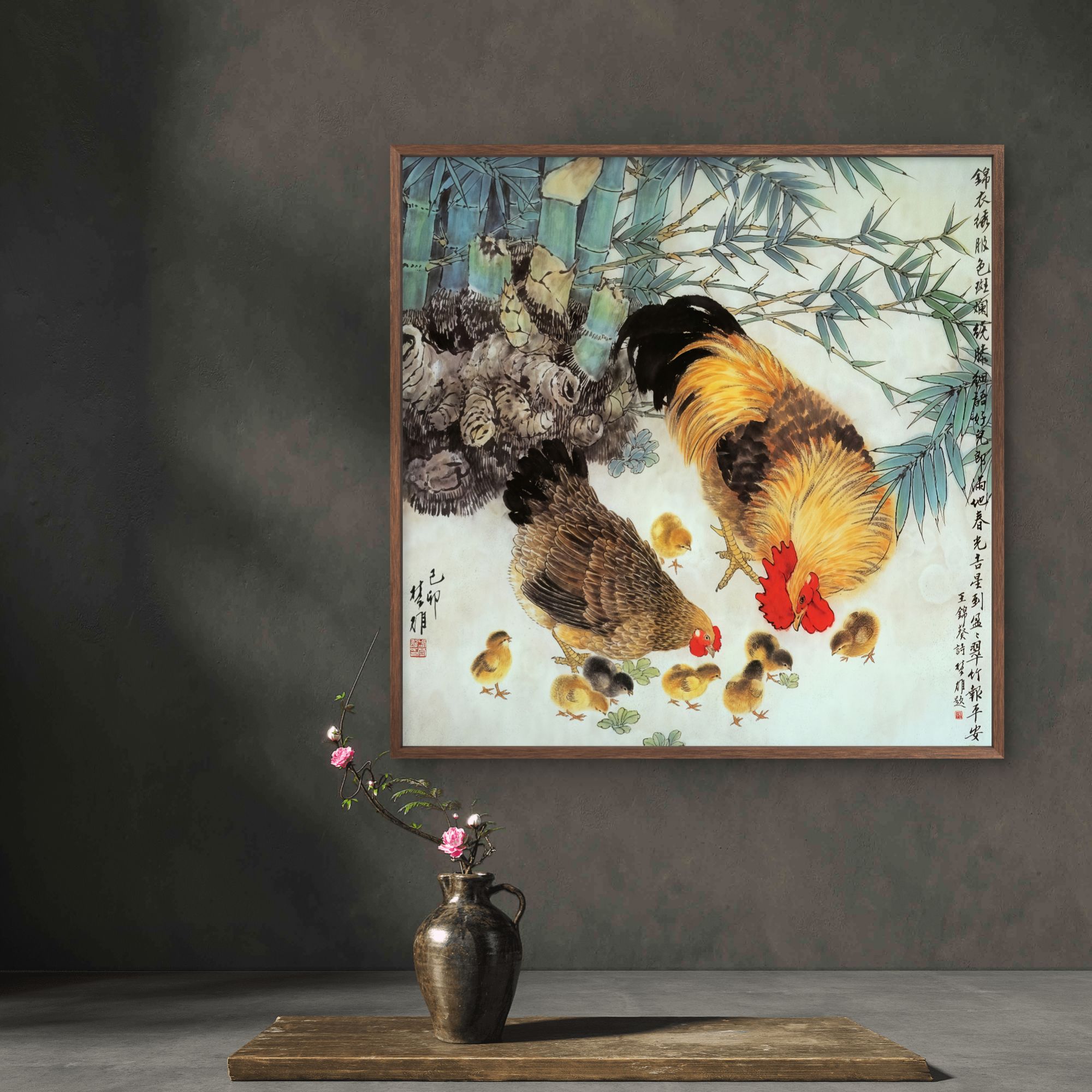 8692-大吉大利50-50中式装饰画木框玄关书房茶室客厅挂画