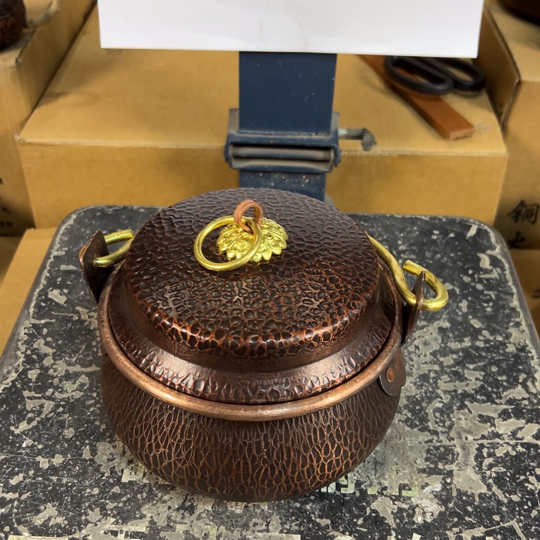 紫铜16cm复古燃气提手锣锅