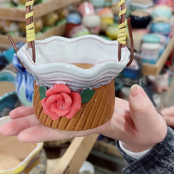 有孔.凑满10元发货多肉陶瓷花盆！