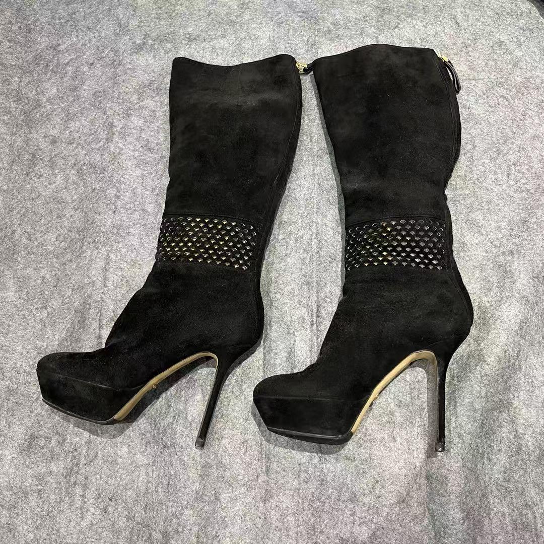 95新 StuartWeitzman/思缇韦曼 专拍/Sergiorossi麂皮高跟靴37码