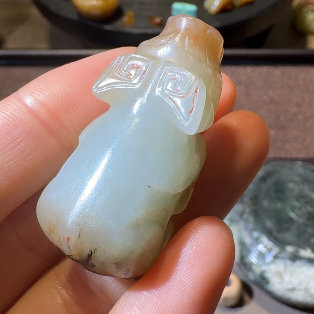 和田玉笔搁未镶嵌洋**艺