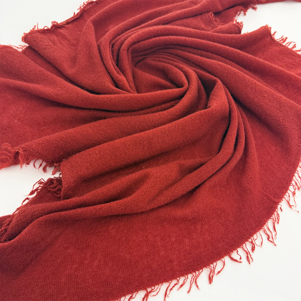【红茶】100%山羊绒精纺手工缩绒绵密轻盈蓬松流苏透气保暖时尚围巾