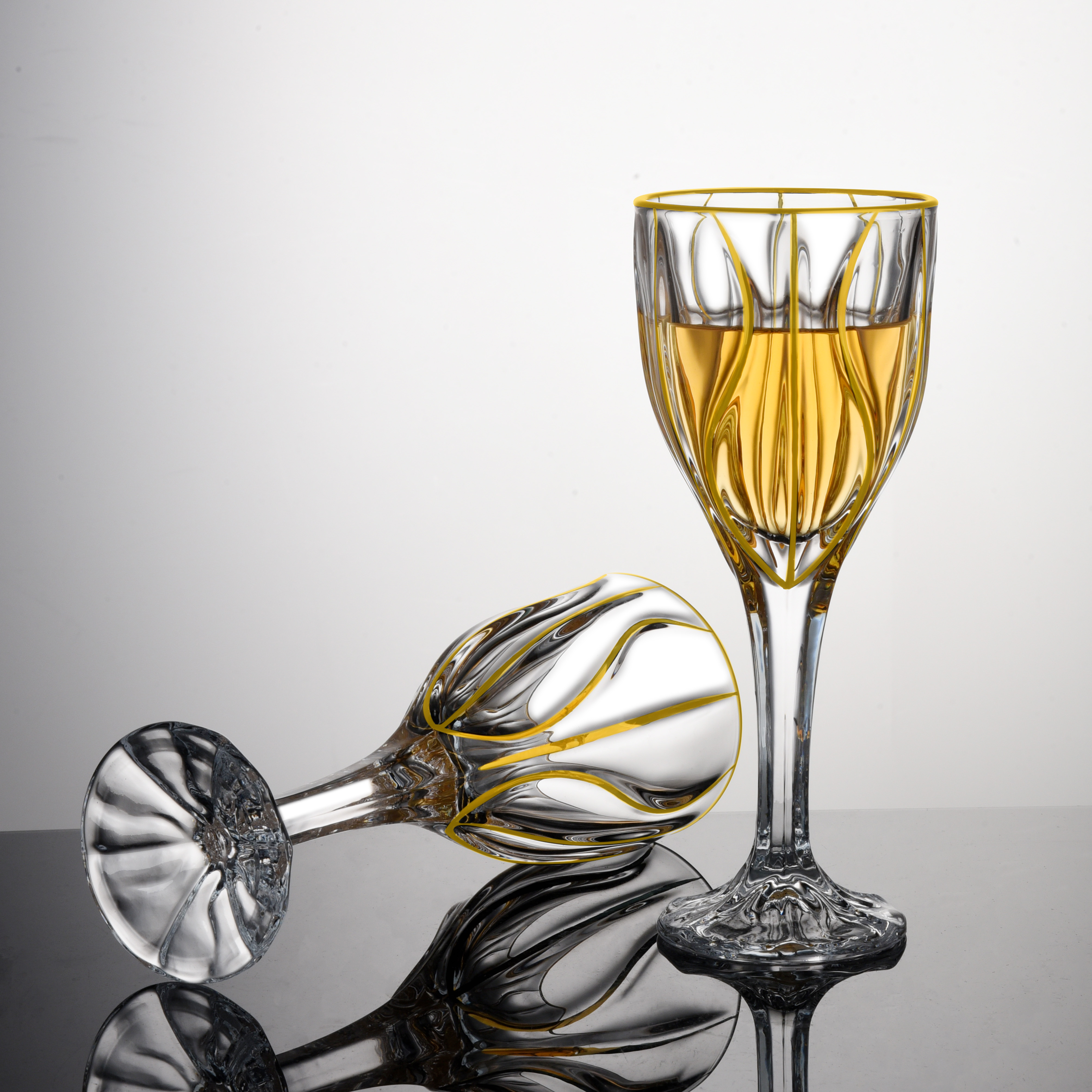 【金像】美人腰高脚杯 描金线创意家用透明网红手工轻奢高档
