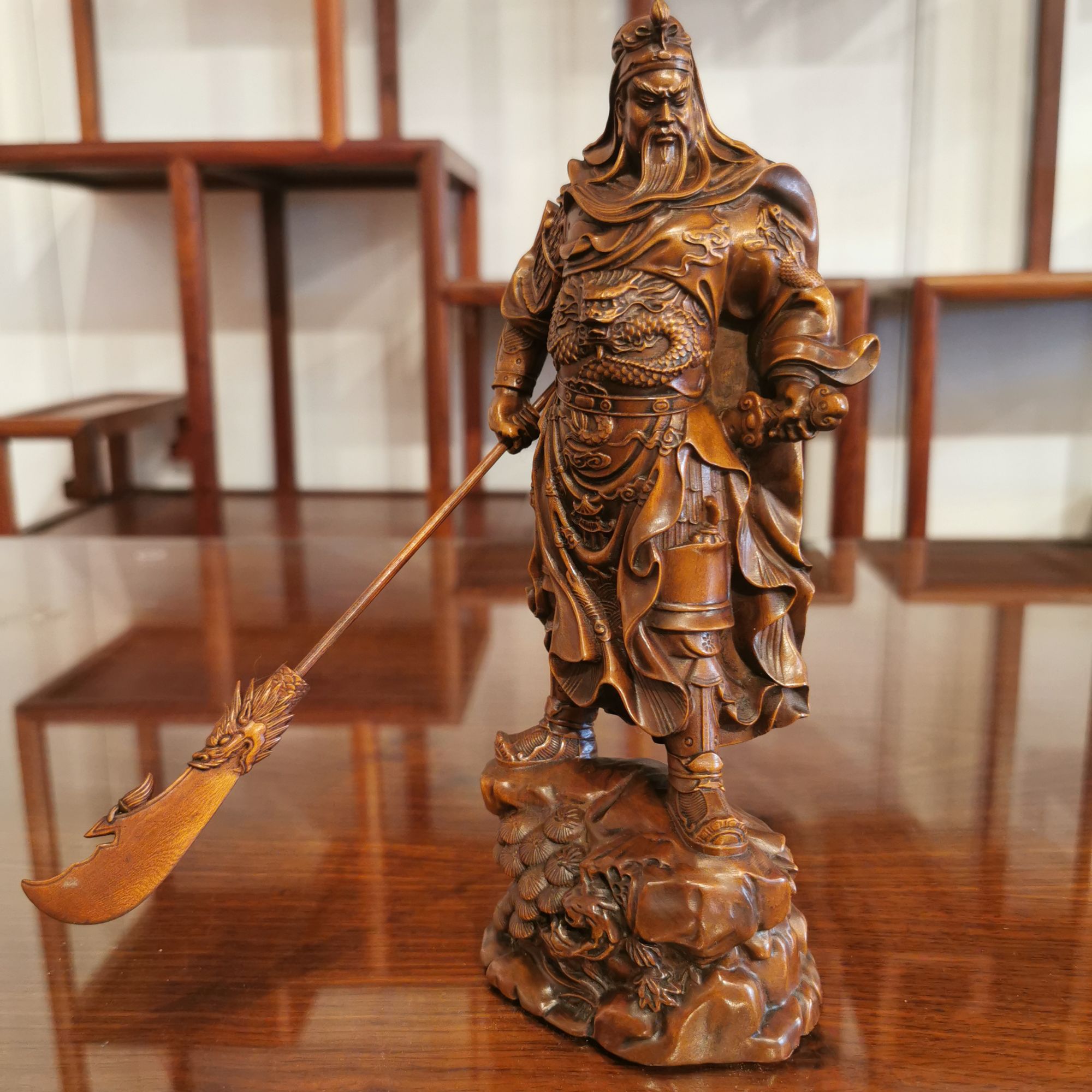 小叶黄杨关公摆件23cm