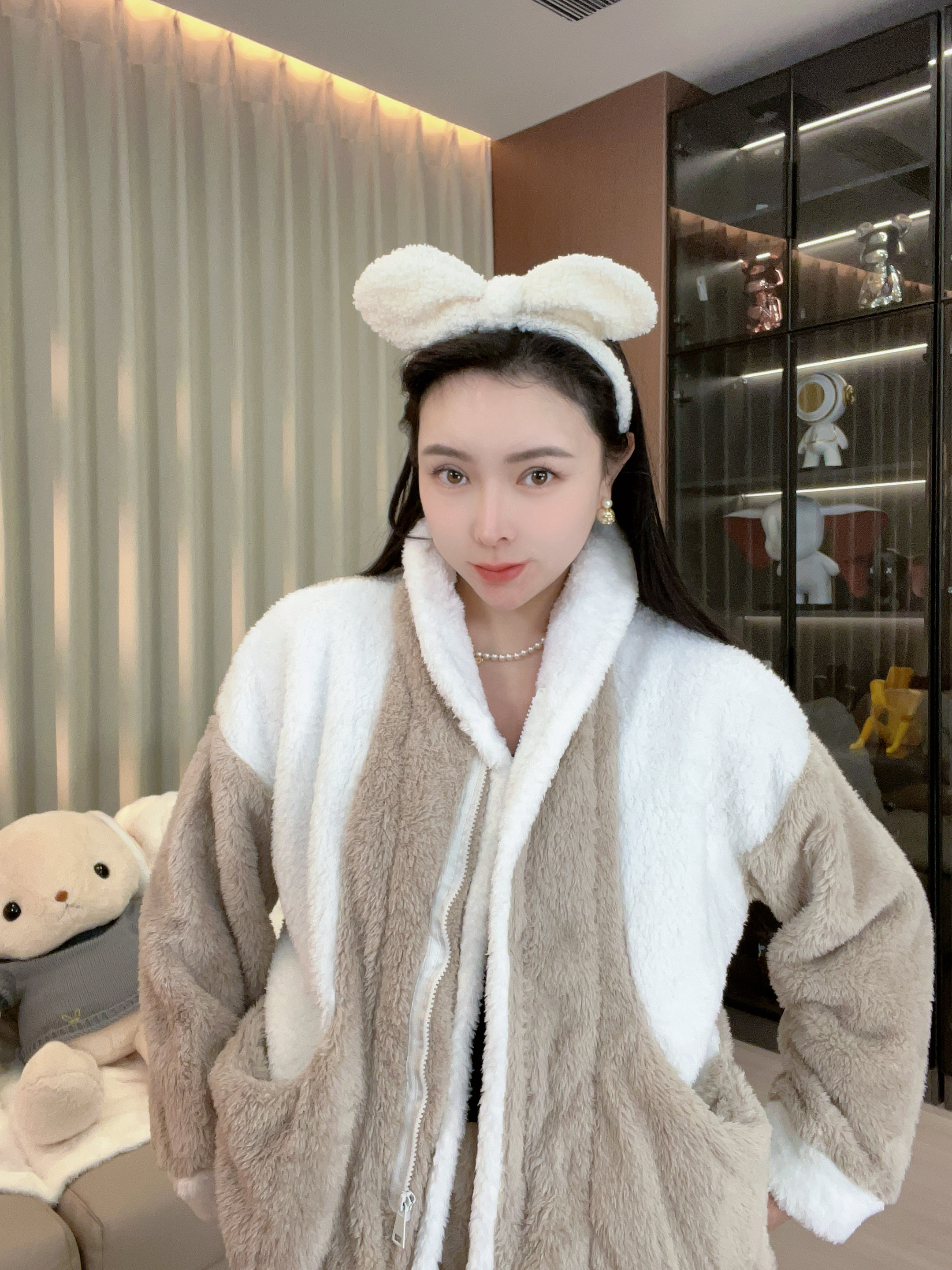 大文子 ·YW ·【云柔】上新双色加绒睡衣家居服套装拉链款保暖休闲