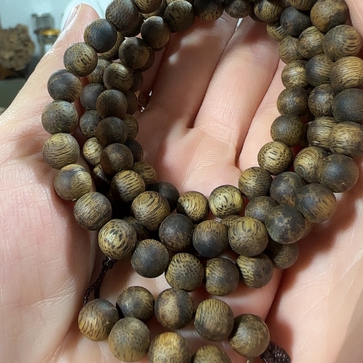 沉香手串绿奇楠沉香圆珠多圈108颗珠子16克+