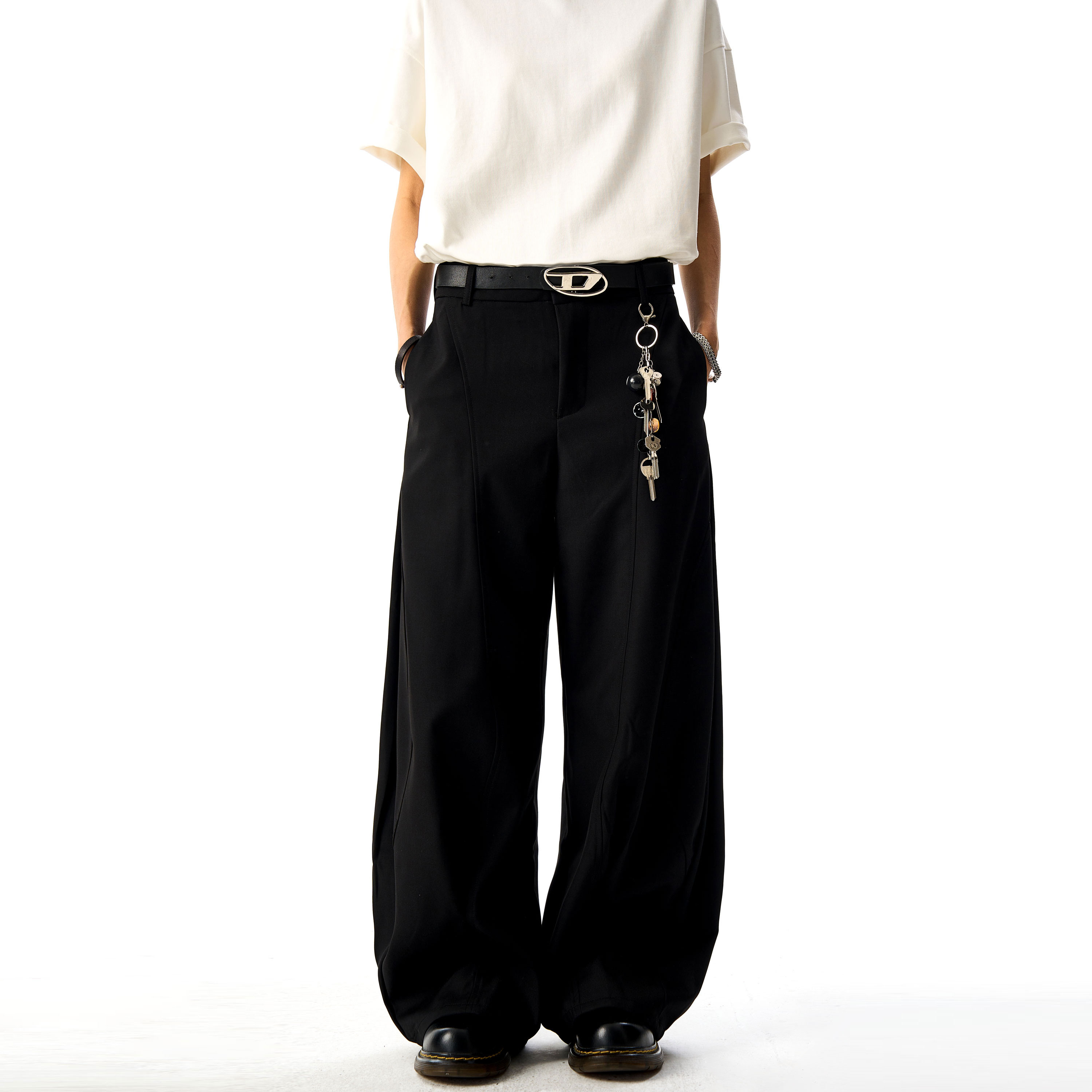 J LONE高级感通勤黑色西裤男女百搭休闲长裤小弯刀裤Cleanfit裤子