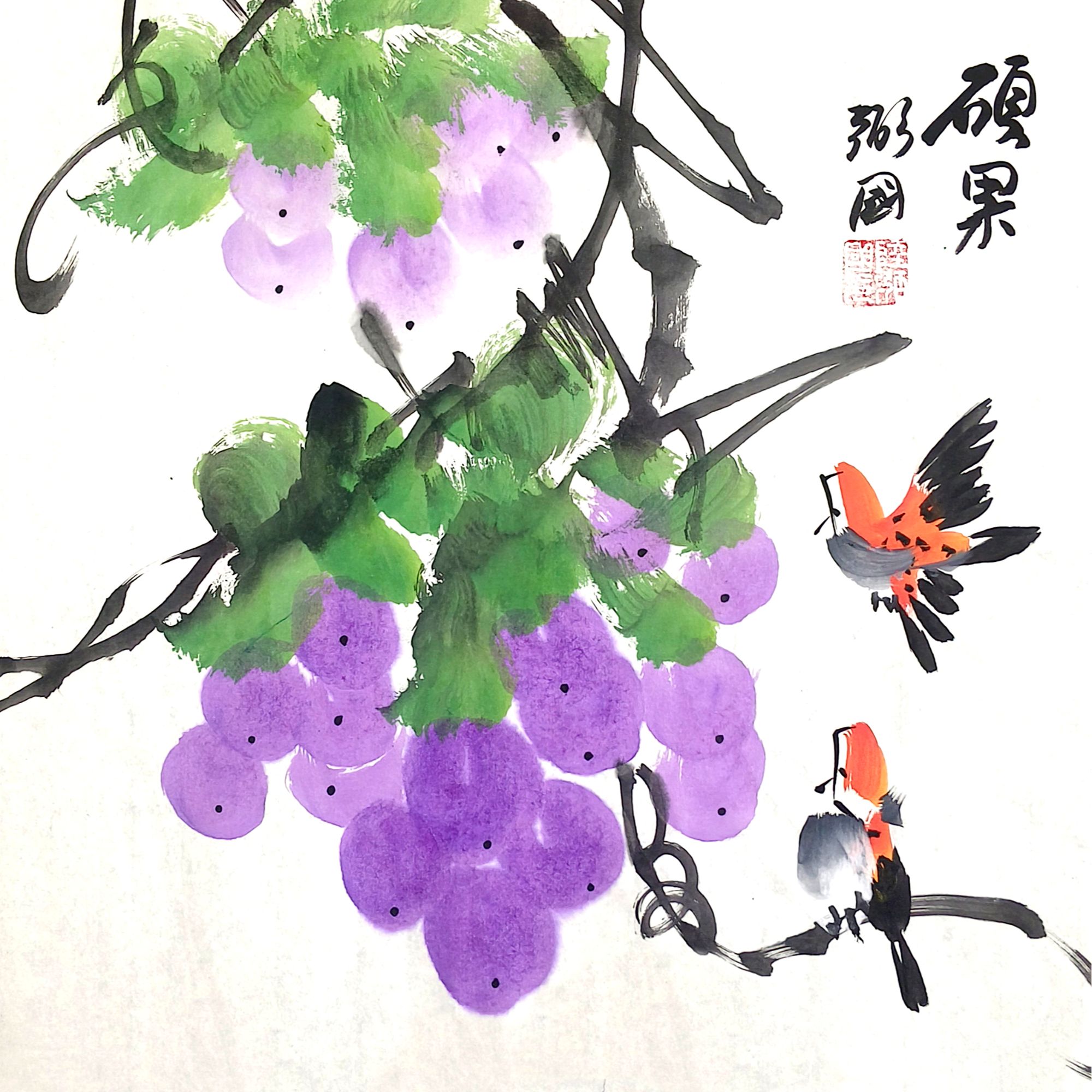 手绘手画真画国画书画花鸟山水人物客厅玄关卧室办公室收藏