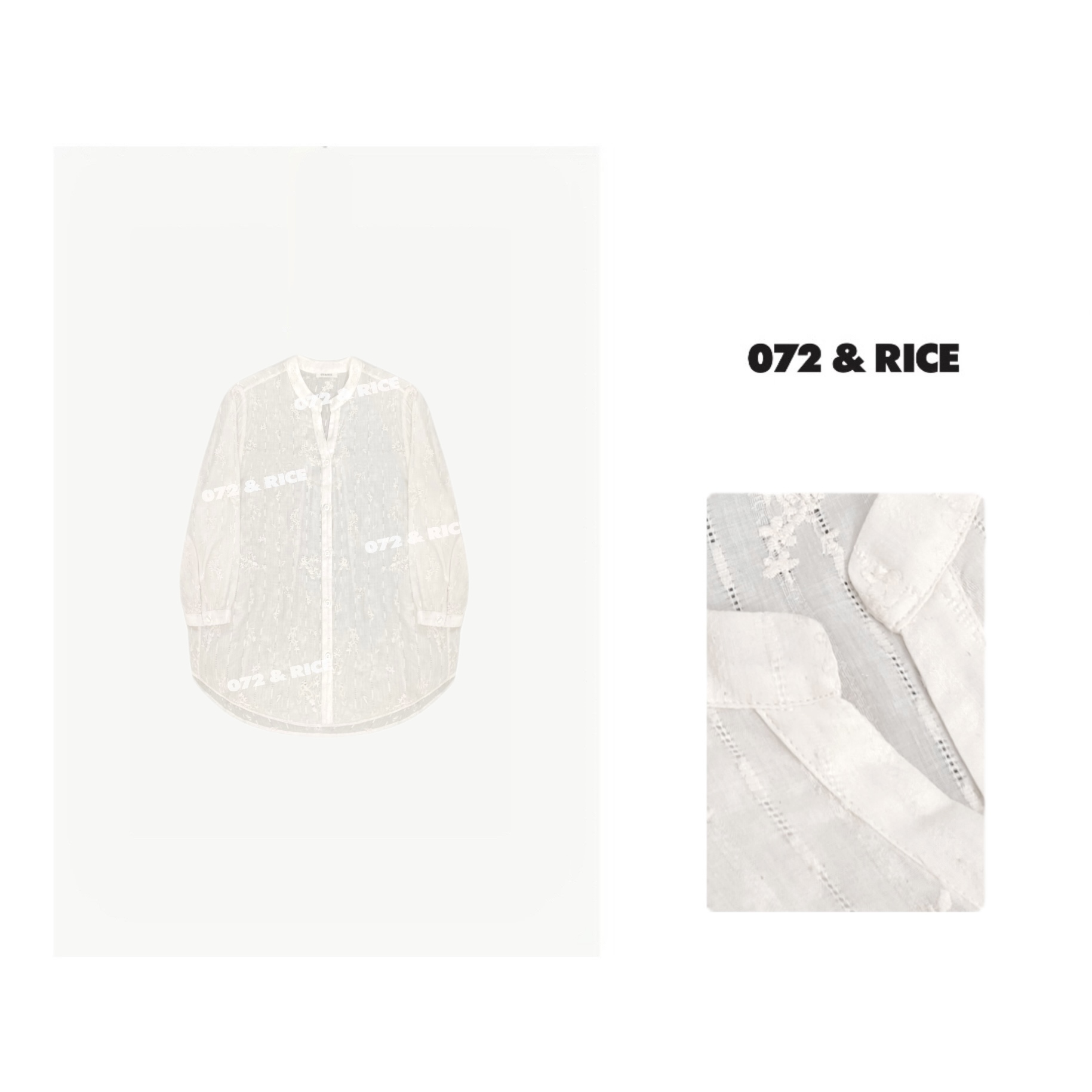 072 & RICE【茉莉】100纯棉 夏季休闲V领长袖衬衫 24W083Z FF1212