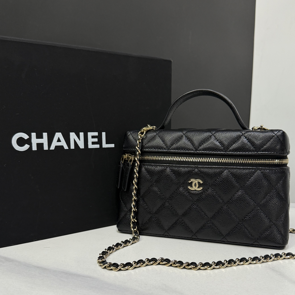 99新 Chanel/香奈儿 25C盒子链条包芯片19cm/JJ5120204