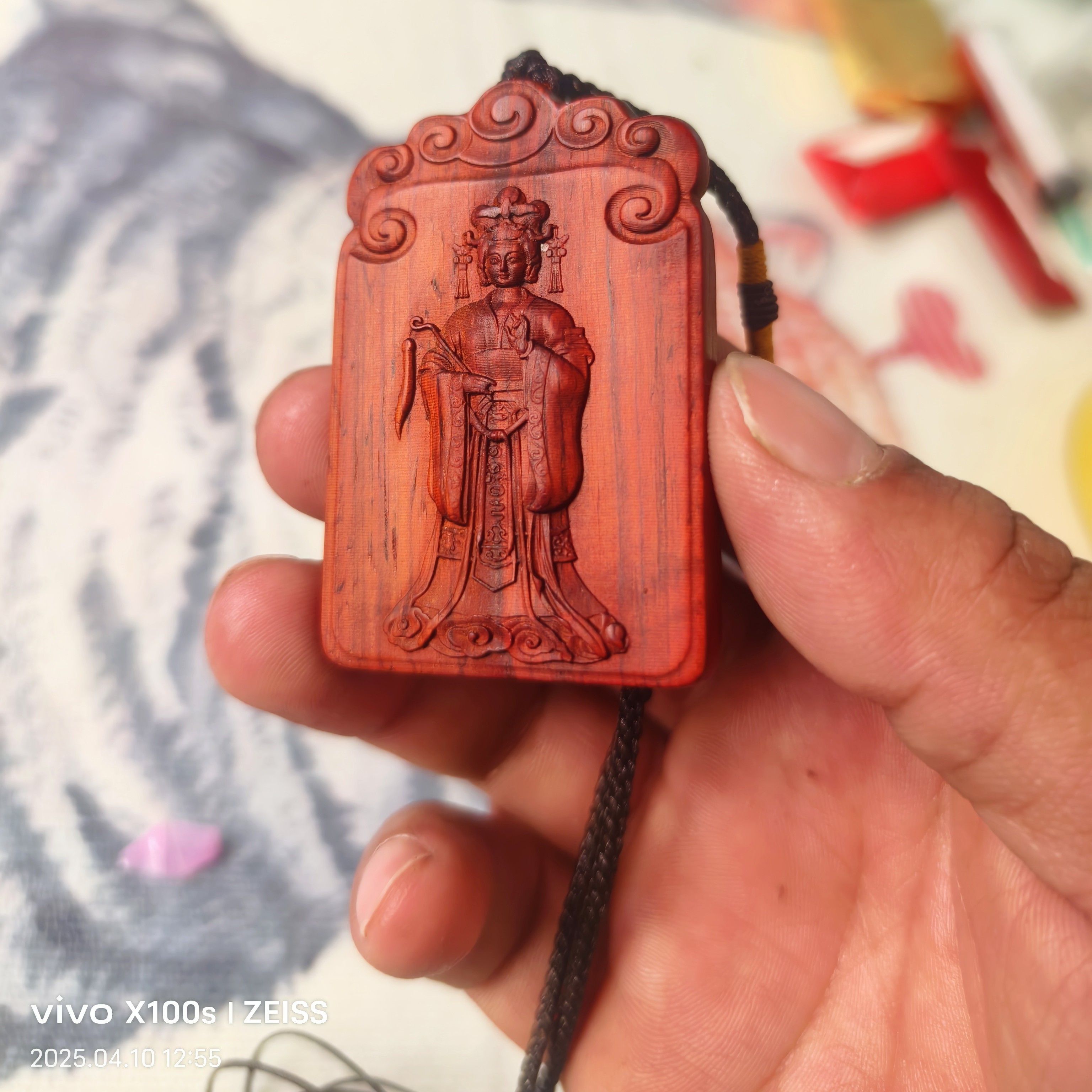 碧霞元君泰山奶奶纯手工精品雕刻摆件挂