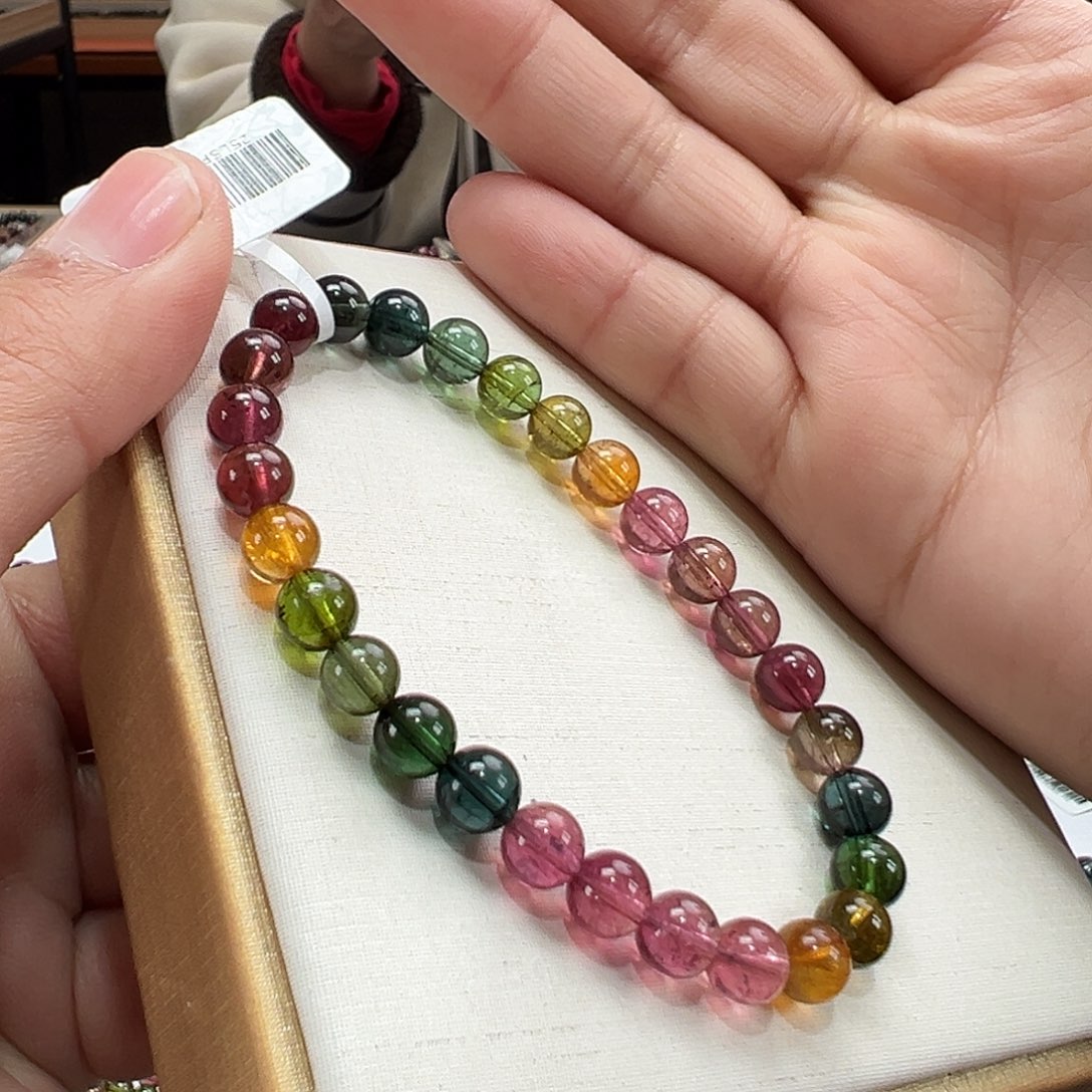 白***手串碧玺未镶嵌6.5mmmmmmmmmmm