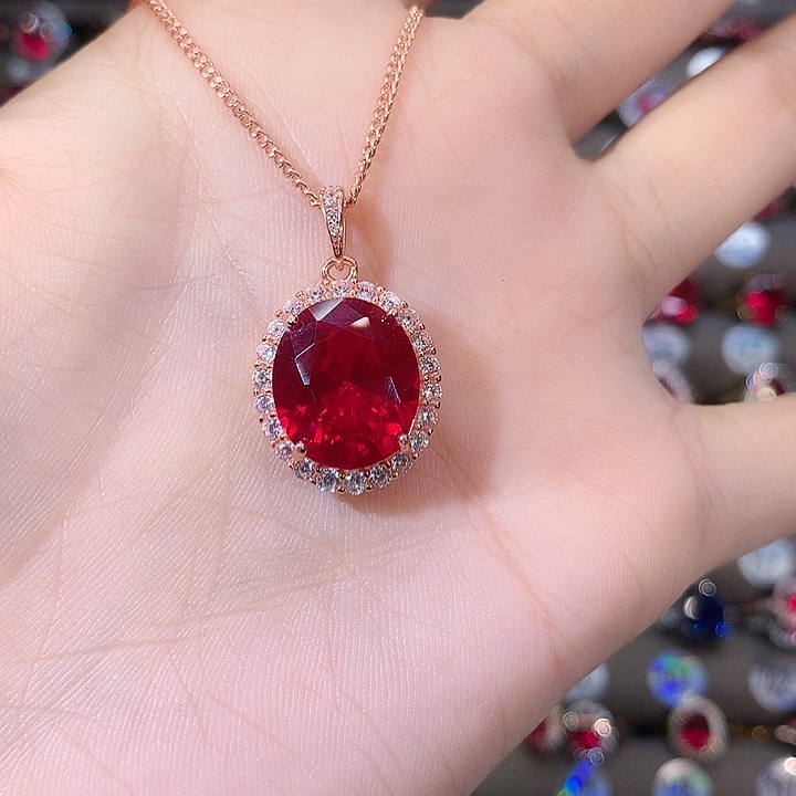 吊坠925银鸽血红吊坠玫瑰金1214