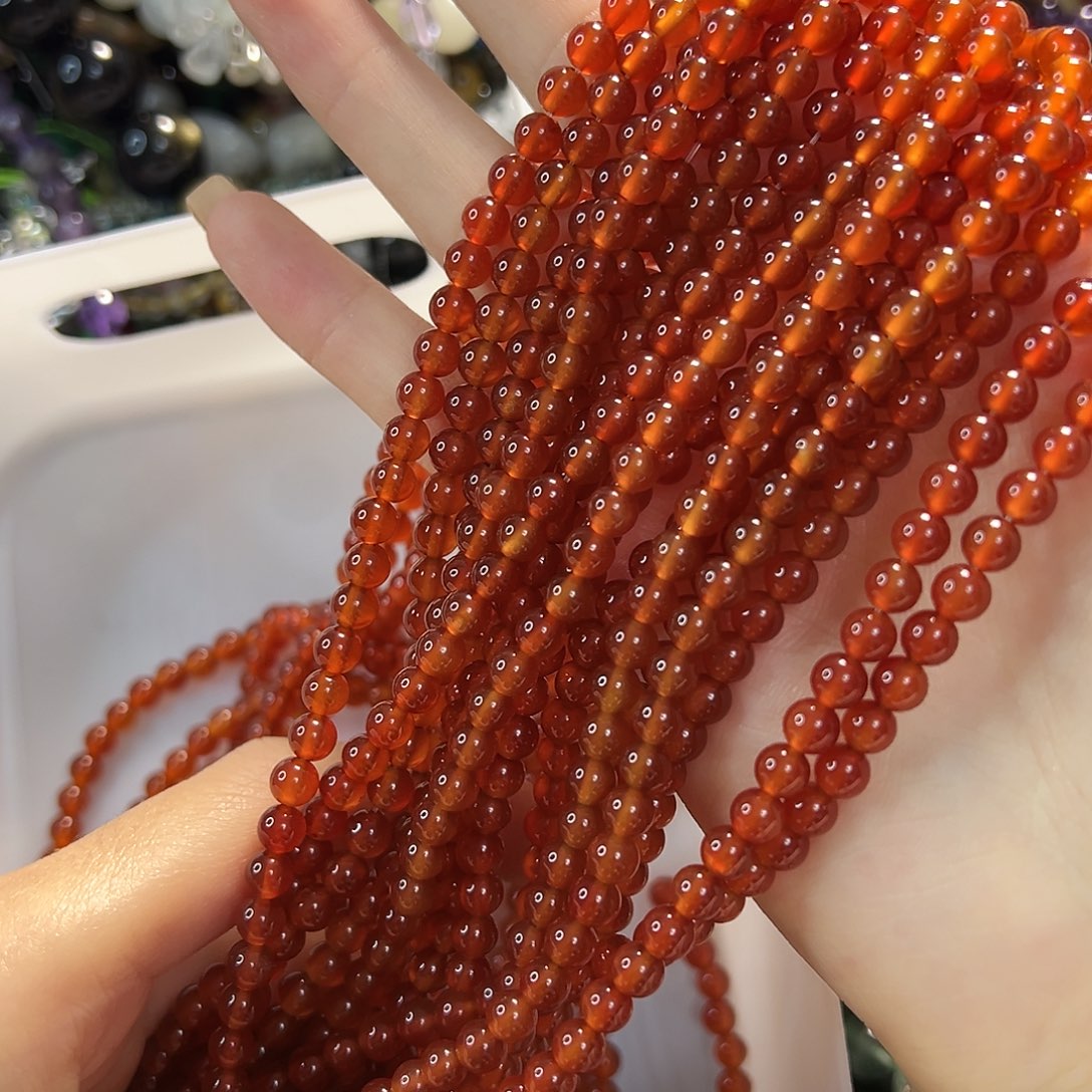 玛瑙/玉髓未镶嵌珠宝半成品柿子红玛瑙卡5两条