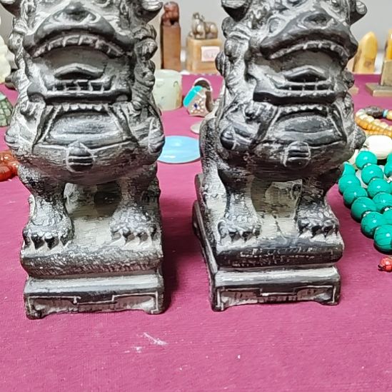 紫砂茶盏中****8案头狮子摆件完好无损