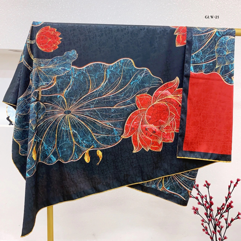  【映日荷花】香云  提花 花萝 镂空 龟裂纹  140*140 丝巾 xys-18