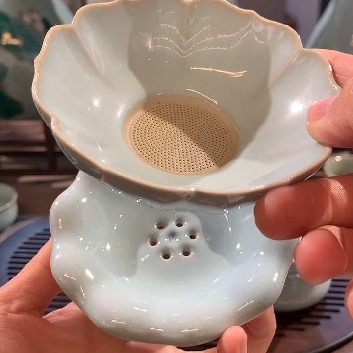 汝瓷荷花茶漏滤网